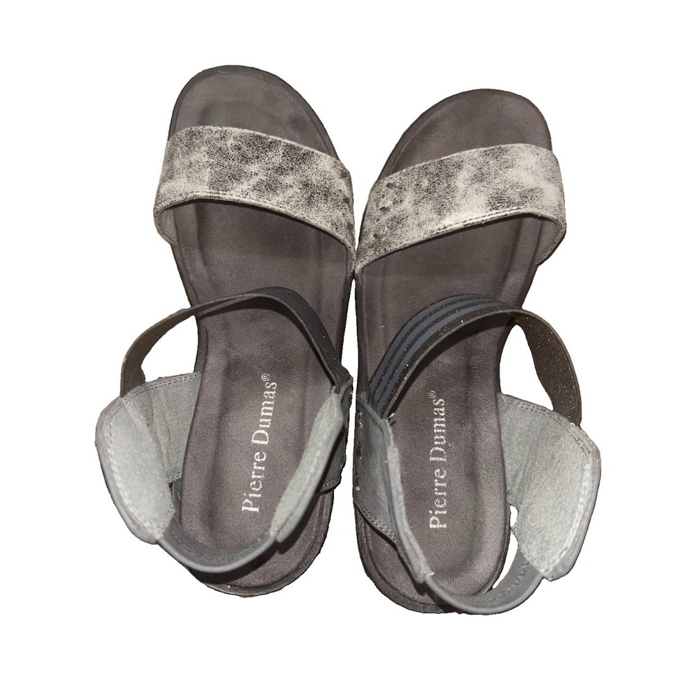 Pierre Dumas Hester Gray Womens 7.5 Metallic Platform Wedge Sandals Comfort Boho - Picture 6 of 8